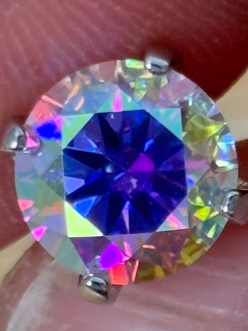 4ctw Moissanite “Kaleidoscope” studs in 935 Argentium silver!